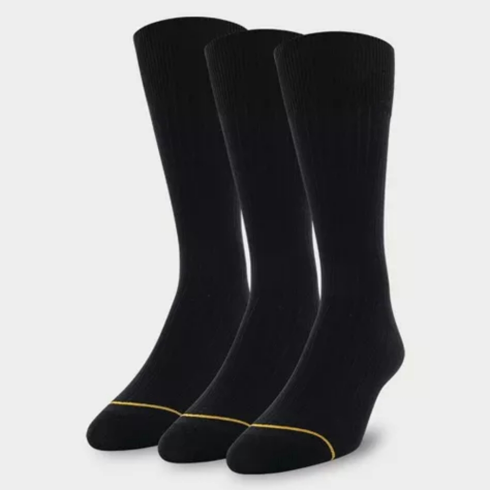 2pr GOLDTOE Men's Cotton Crew Dress Rib Socks